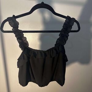 Sunday Best Black Ruffled Sleeveless Top